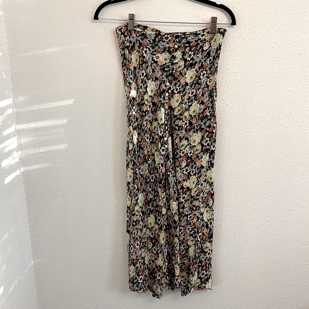Zara Floral Midi Maxi Skirt with Slits Size Medium